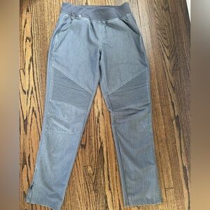 Figs Gray Jogger Pants with Teal Drawstring